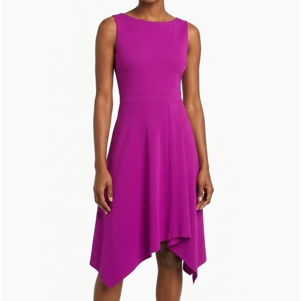 Susana Monaco Purple Handkerchief Hem Midi Dress Sleeveless Cocktail Dress L